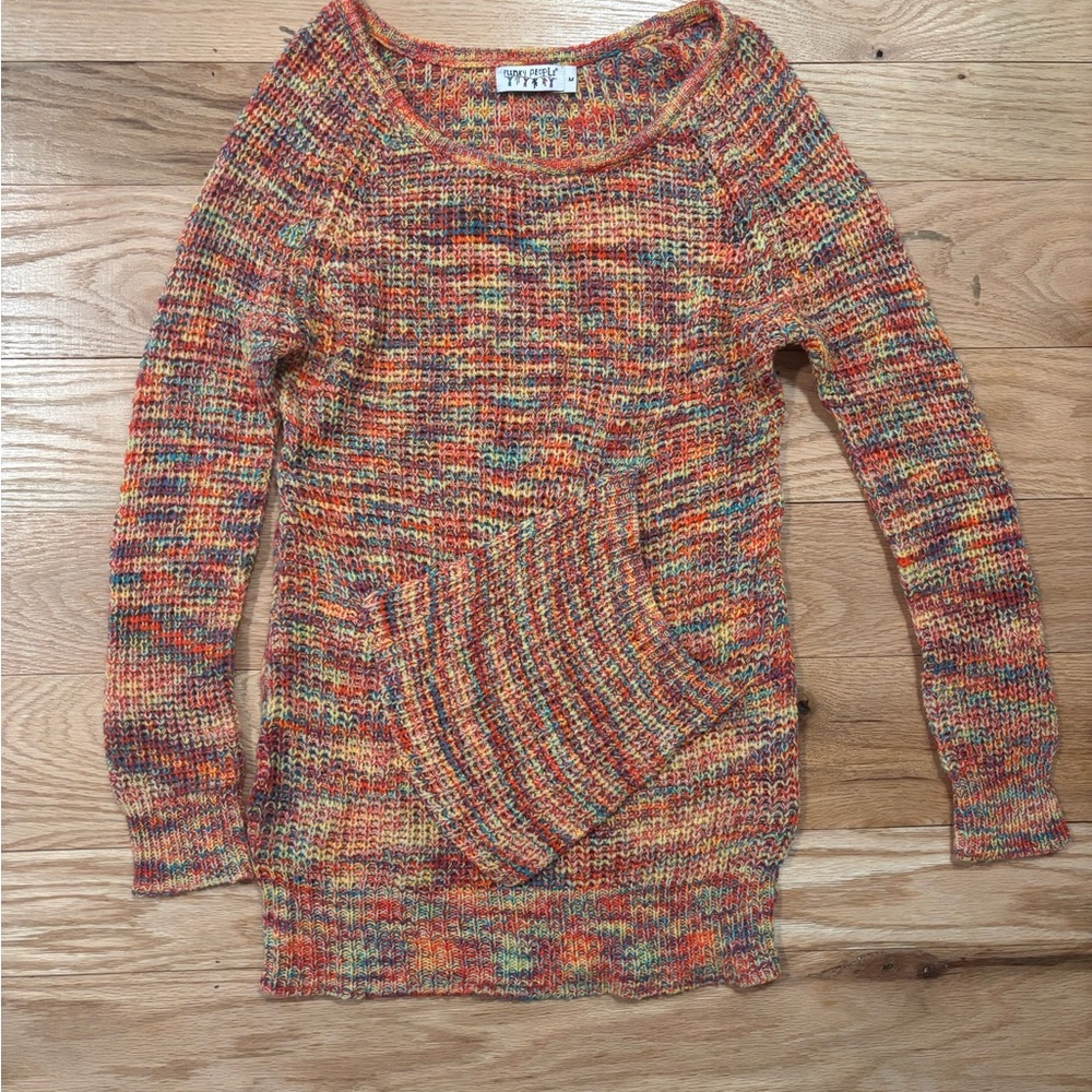 Vintage Funky People Colorful Knit Crew Neck Sweater